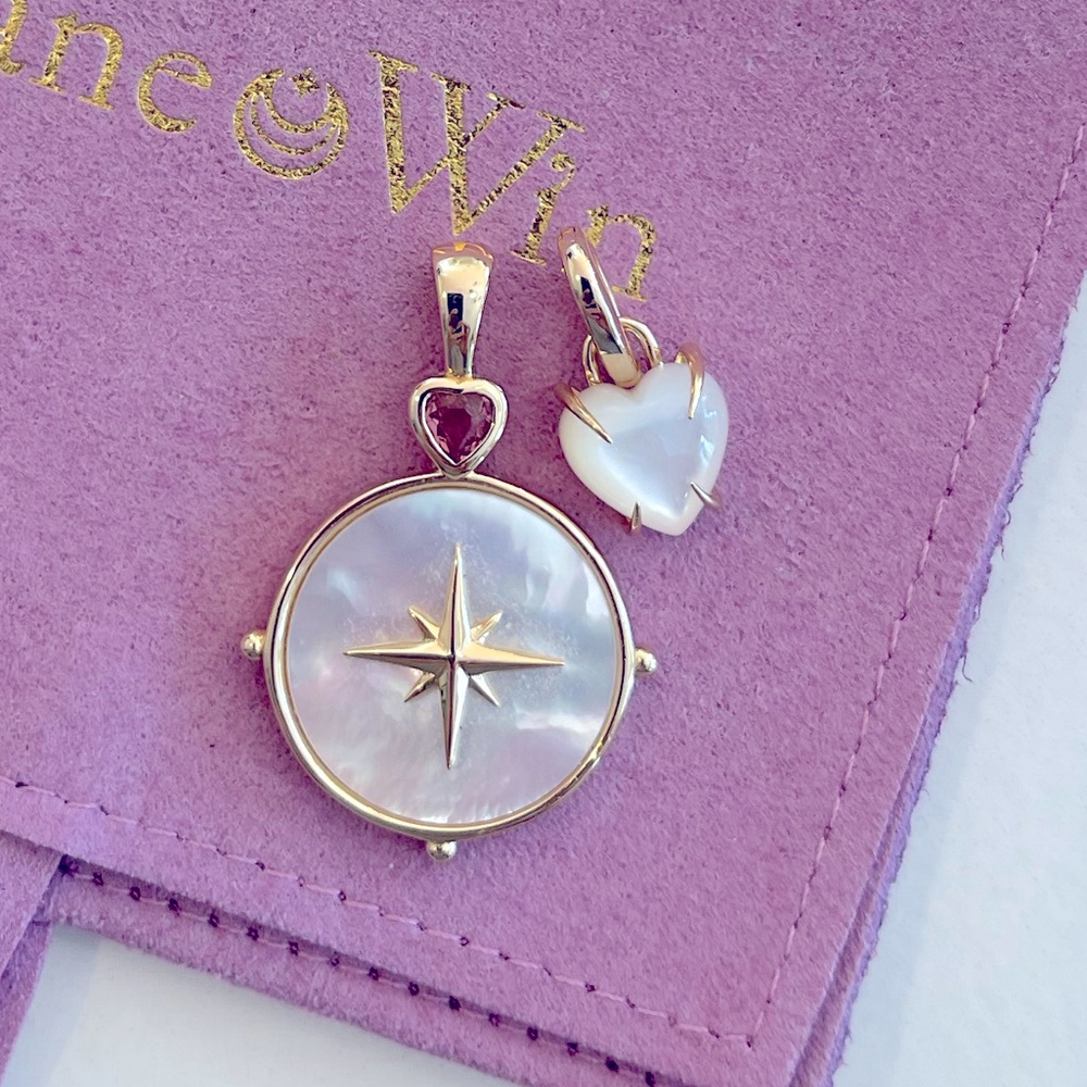NEW Jane Win Mother of Pearl Mini Heart Charm